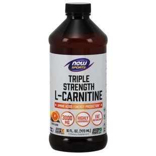 NOW Foods, L-Carnitine Liquid, Triple Strength, Citrus Flavor, 3000 мг, 473 мл