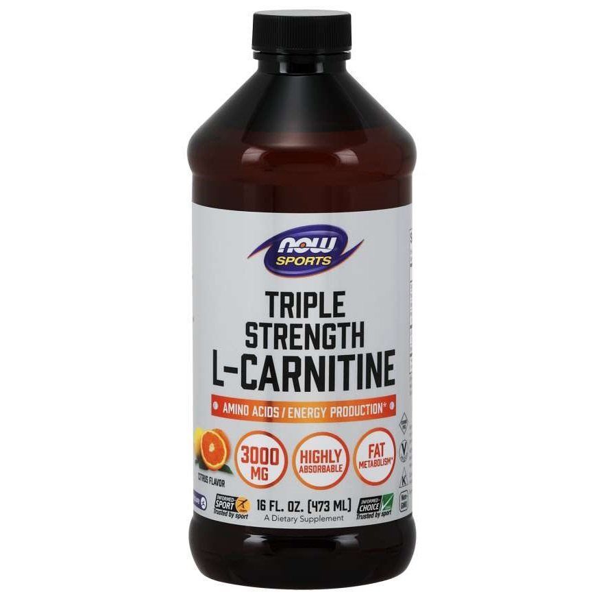 NOW Foods, L-Carnitine Liquid, Triple Strength, Citrus Flavor, 3000 мг, 473 мл