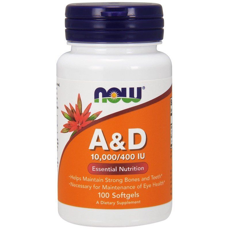 NOW Foods, Vitamin A & D 10,000/400 IU, 100 капсул