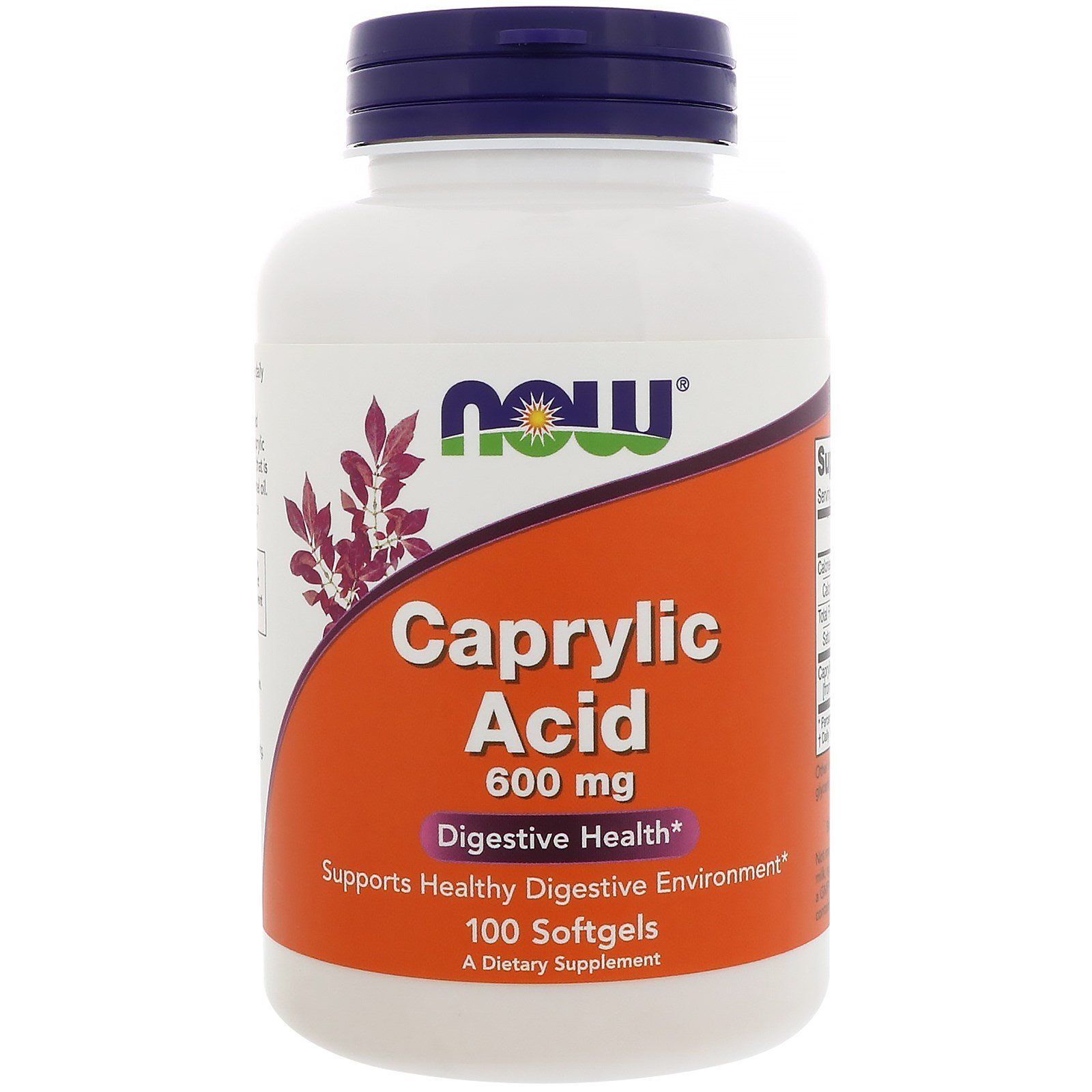 NOW Foods, Caprylic Acid, 600 мг, 100 капсул