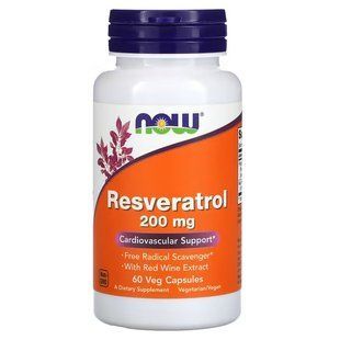 NOW Foods, Resveratrol, 200 mg, 60 вегетаріанських капсул