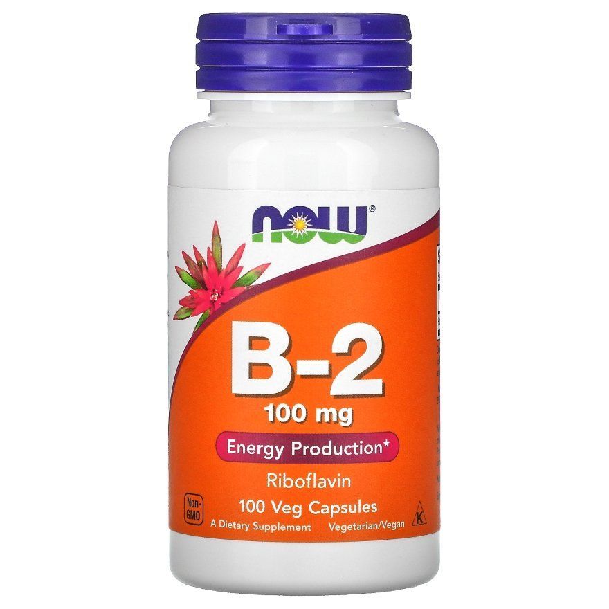 NOW Foods, B-2 (Рибофлавін), 100 мг, 100 вегетаріанських капсул