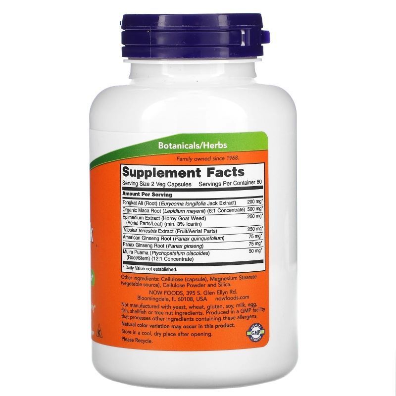 NOW Foods, TestoJack 200, 120 вегетаріанських капсул