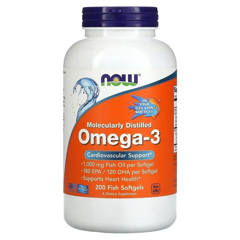 NOW Foods, Omega-3, 180 EPA/120 DHA, 200 капсул із риб&rsquo;ячого желатину