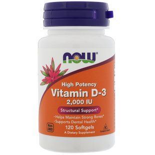 NOW Foods, Vitamin D-3, 2000 МЕ, 120 капсул