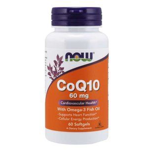 NOW Foods, CoQ10 with Omega-3 Fish Oil, 60 мг, 60 м'яких капсул