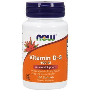 NOW Foods, Vitamin D-3, 400 МЕ, 180 капсул