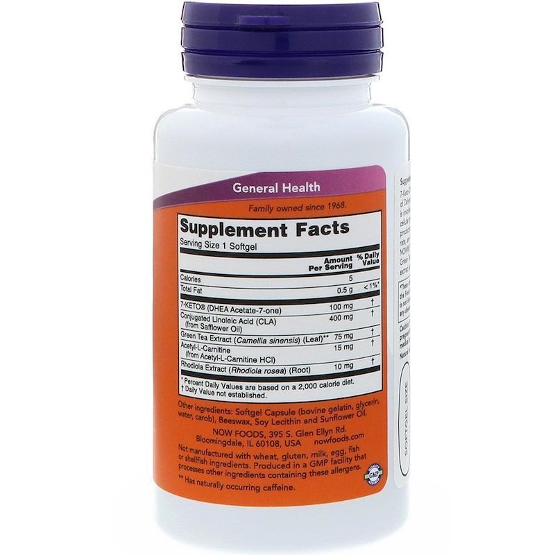 NOW Foods, 7-Keto, LeanGels, 100 мг, 60 капсул
