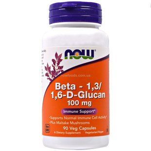 NOW Foods, Beta-1,3/1,6-D-Glucan, 100 мг, 90 капсул