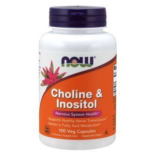 NOW Foods, Choline & Inositol, 500 мг, 100 вегетаріанських капсул