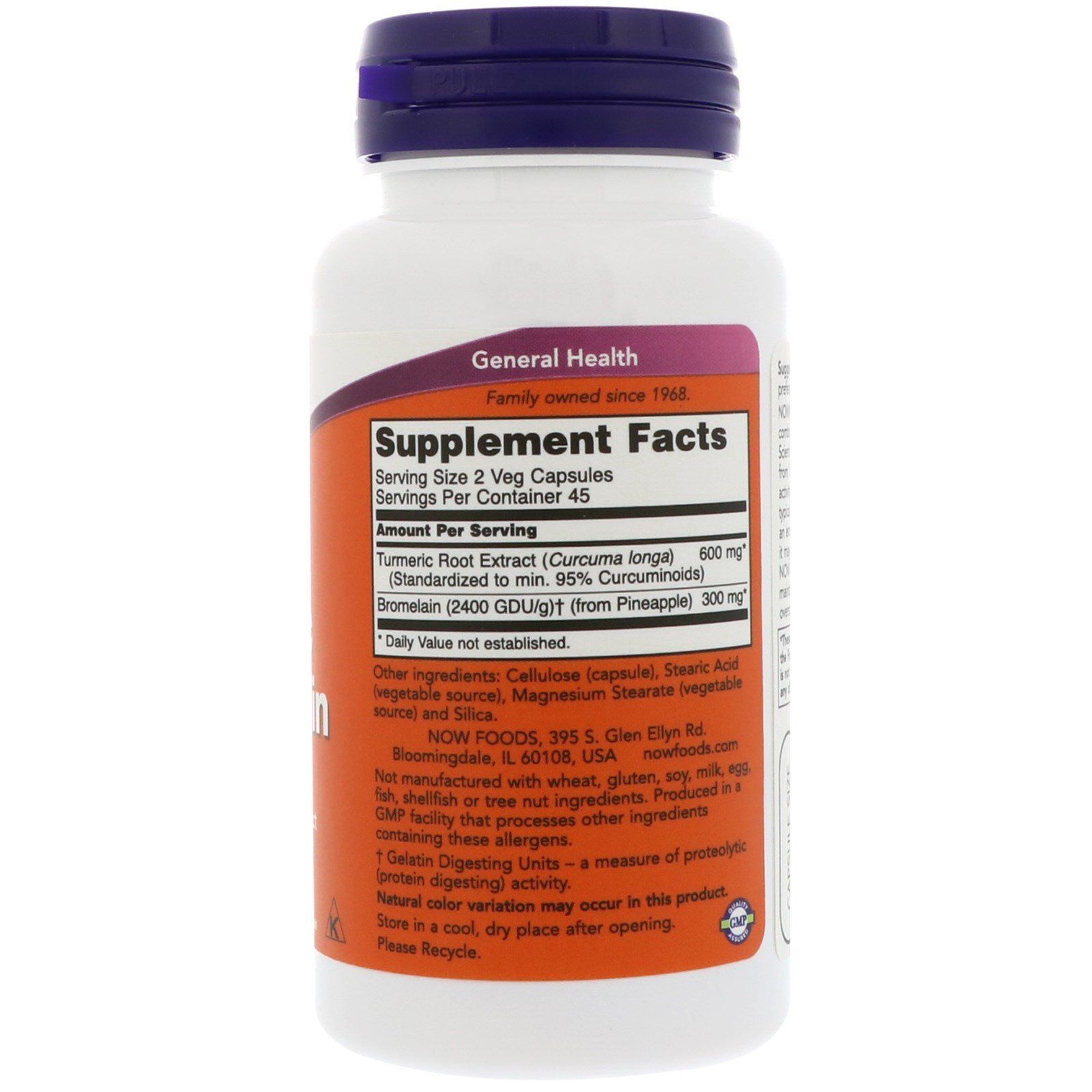 NOW Foods, Turmeric & Bromelain, 90 капсул