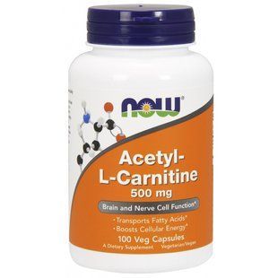 NOW Foods, Acetyl-L-Carnitine, 500 мг, 100 капсул