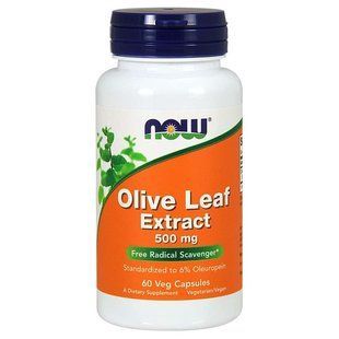 NOW Foods, Olive Leaf Extract, 500 мг, 60 вегетаріанських капсул