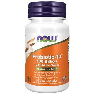 NOW Foods, Probiotic-10, Restorative Care, 100 млрд, 30&nbsp;вегетаріанських капсул