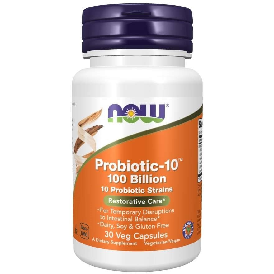NOW Foods, Probiotic-10, Restorative Care, 100 млрд, 30&nbsp;вегетаріанських капсул