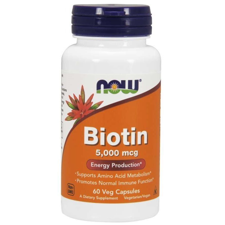 NOW Foods, Biotin, 5000 мкг, 60 капсул