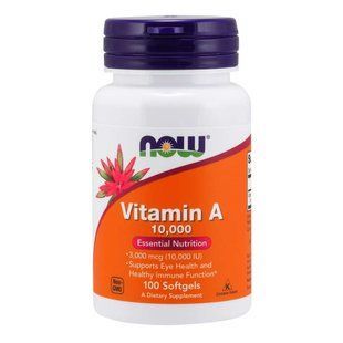 NOW Foods, Vitamin A, 10 000 МЕ, 100 капсул