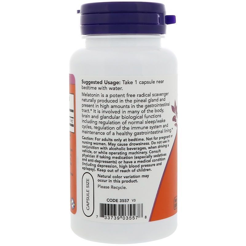 NOW Foods, Extra Strength Melatonin, 10 мг, 100 капсул