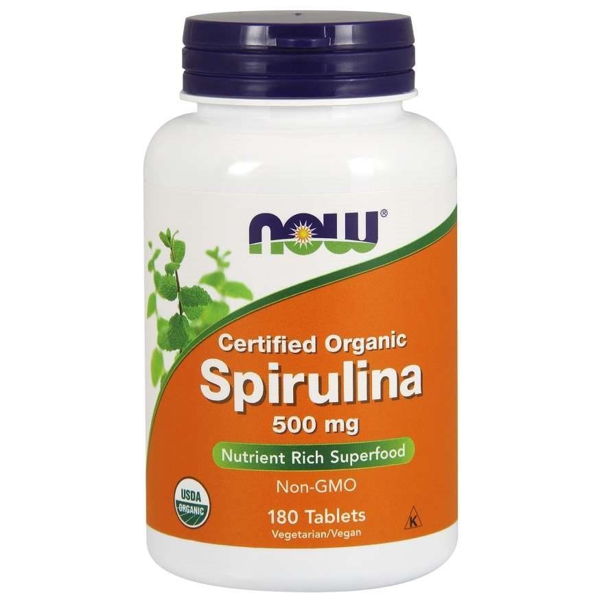 NOW Foods, Certified Organic Spirulina, 500 мг, 180 таблеток
