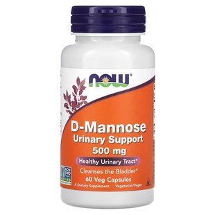 NOW Foods, D-Mannose, 500 мг, 60 капсул