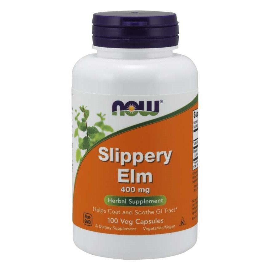 NOW Foods, Slippery Elm, 400 мг, 100 вегетаріанських капсул