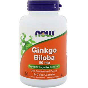 NOW Foods, Ginkgo Biloba, 60 мг, 240 капсул