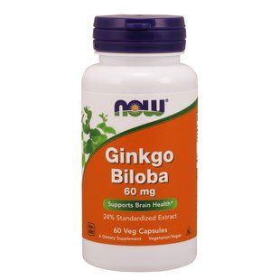 NOW Foods, Ginkgo Biloba, 60 мг, 60 капсул