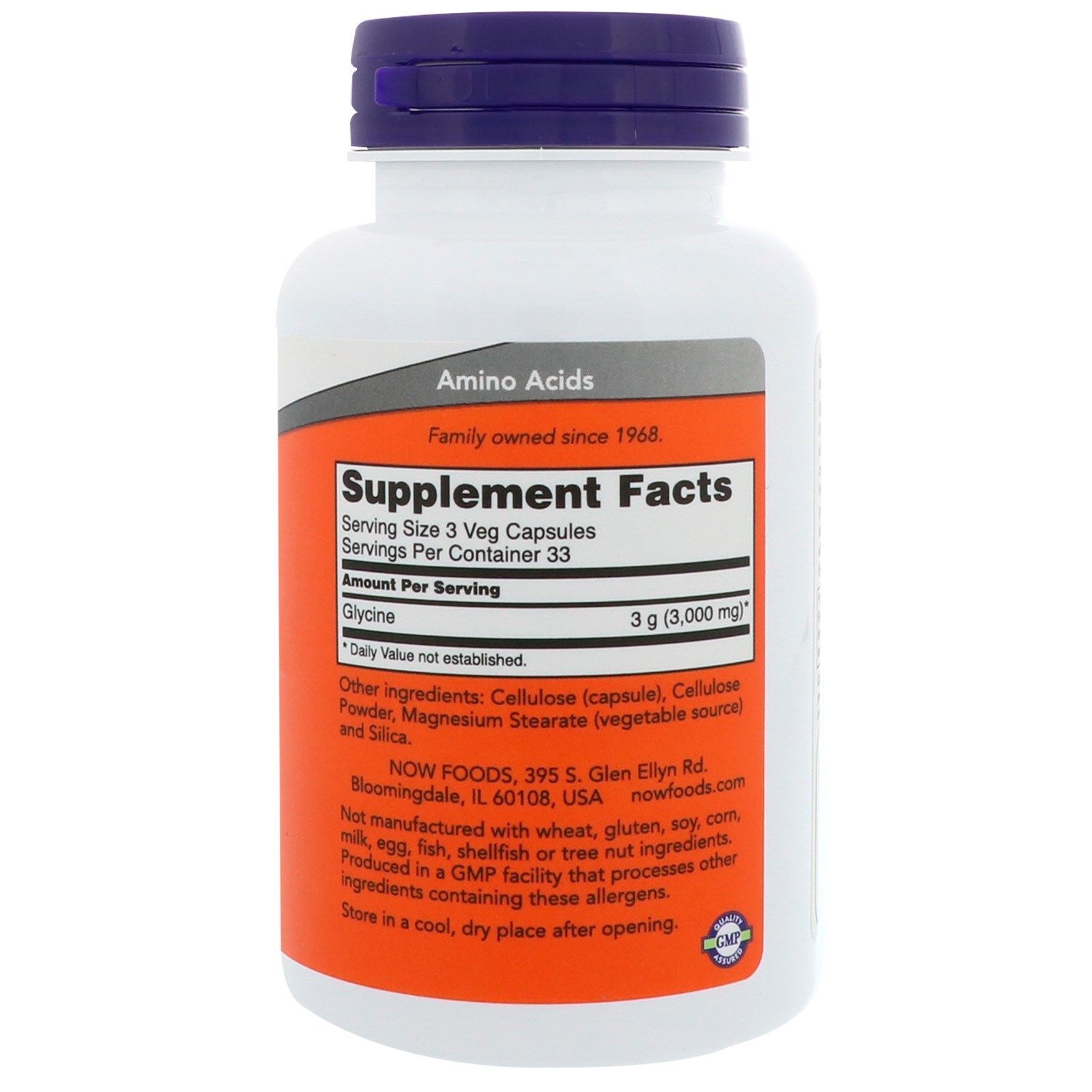 NOW Foods, Glycine, 1000 мг, 100 капсул
