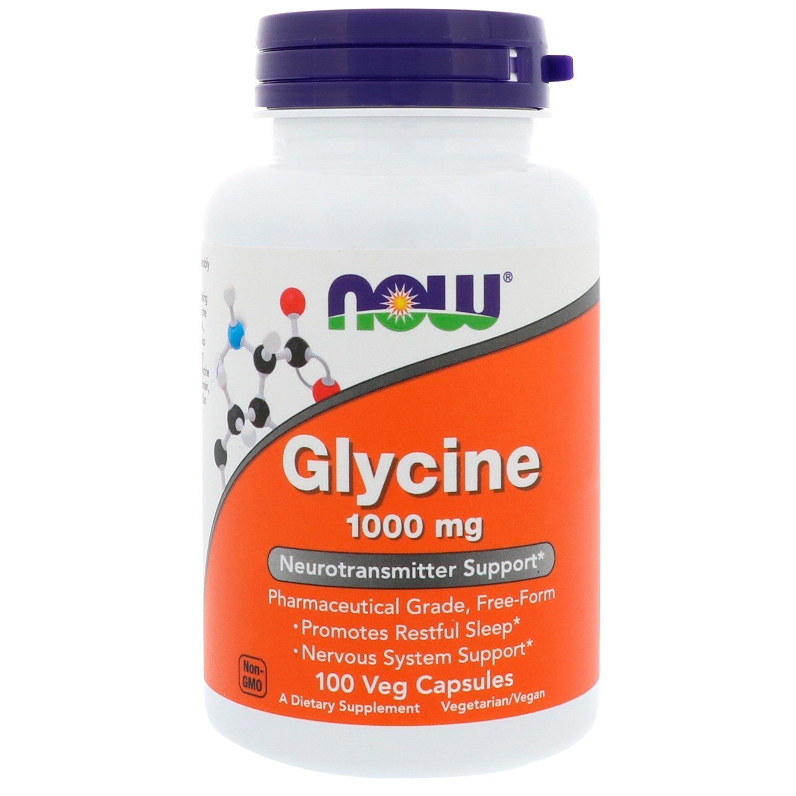 NOW Foods, Glycine, 1000 мг, 100 капсул