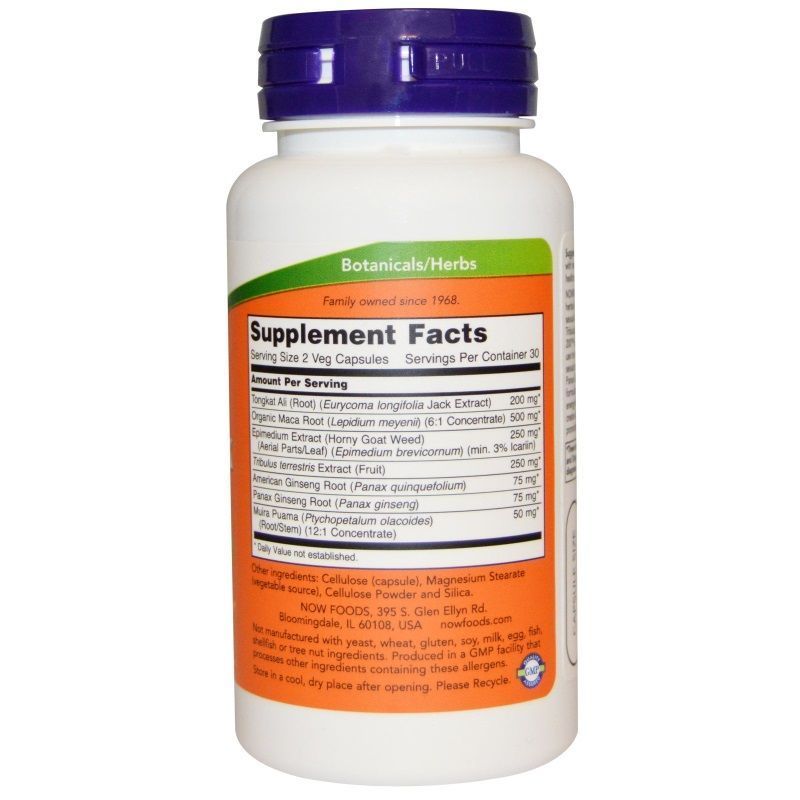 NOW Foods, TestoJack 200, 60 вегетаріанських капсул