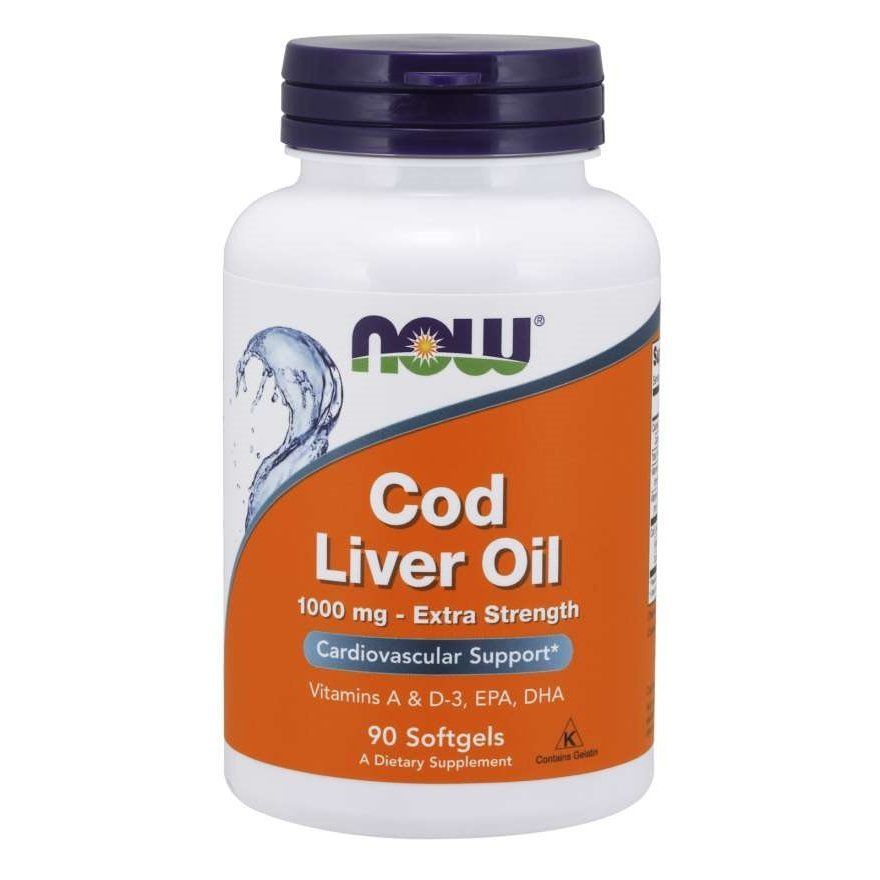NOW Foods, Cod Liver Oil, Extra Strength, 1000 мг, 90 м'яких капсул