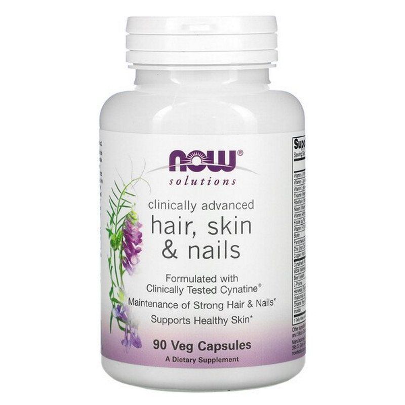 NOW Foods, Solutions, Clinically Advanced Hair, Skin & Nails, 90 вегетаріанських капсул