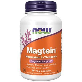 NOW Foods, Magtein, Magnesium L-Threonate, 90 вегетаріанських капсул