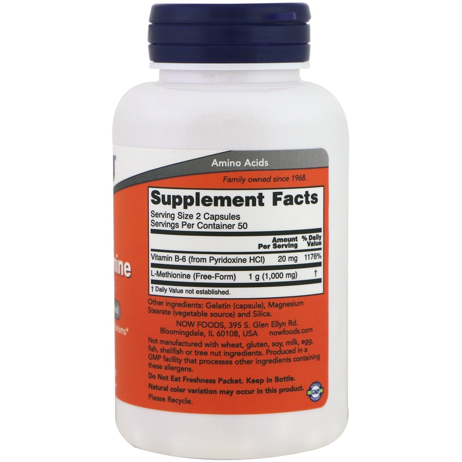 NOW Foods, L-Methionine, 500 мг, 100 капсул
