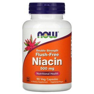 NOW Foods, Flush-Free Niacin, Double Strength, 500 мг, 90&nbsp;вегетаріанських капсул