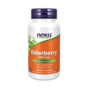 NOW Foods, Elderberry, 500&nbsp;мг, 60&nbsp;вегетаріанських капсул