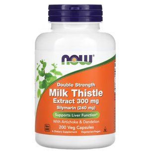 NOW Foods, Silymarin, Double Strength, Milk Thistle Extract, 300 мг, 200 капсул