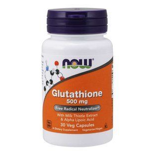 NOW Foods, Glutathione, 500 мг, 30 вегетаріанських капсул