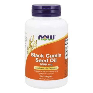 NOW Foods, Black Cumin Seed Oil, 1000&nbsp;мг, 60&nbsp;м'яких капсул