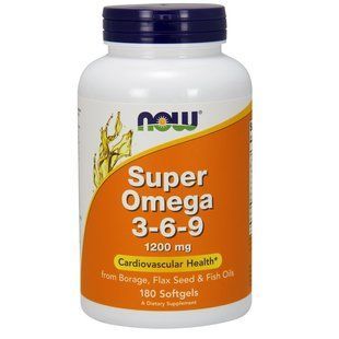 NOW Foods, Super Omega 3-6-9, 1200 мг, 180 капсул