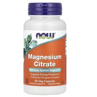 NOW Foods, Magnesium Citrate, 60 вегетаріанських капсул