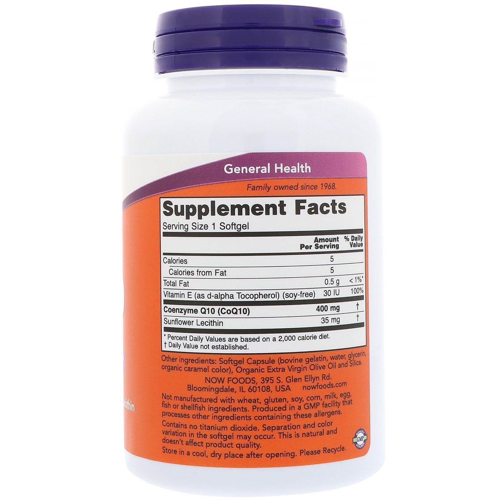 NOW Foods, CoQ10, 400 мг, 60 капсул