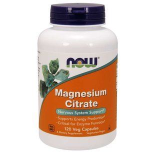 NOW Foods, Magnesium Citrate, 120 вегетаріанських капсул