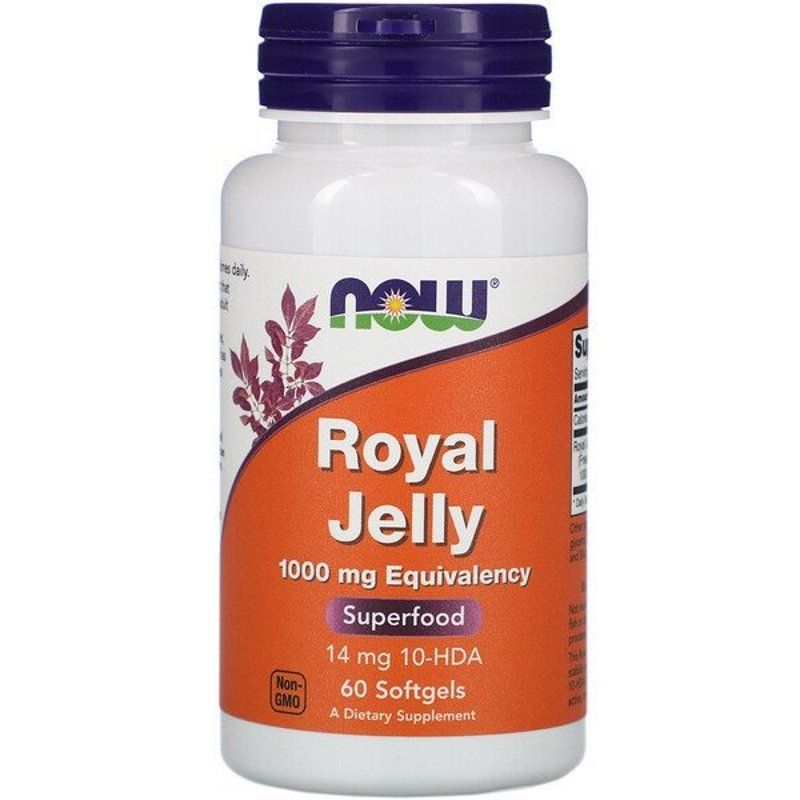 NOW Foods, Royal Jelly, 1000 мг, 60 м'яких капсул