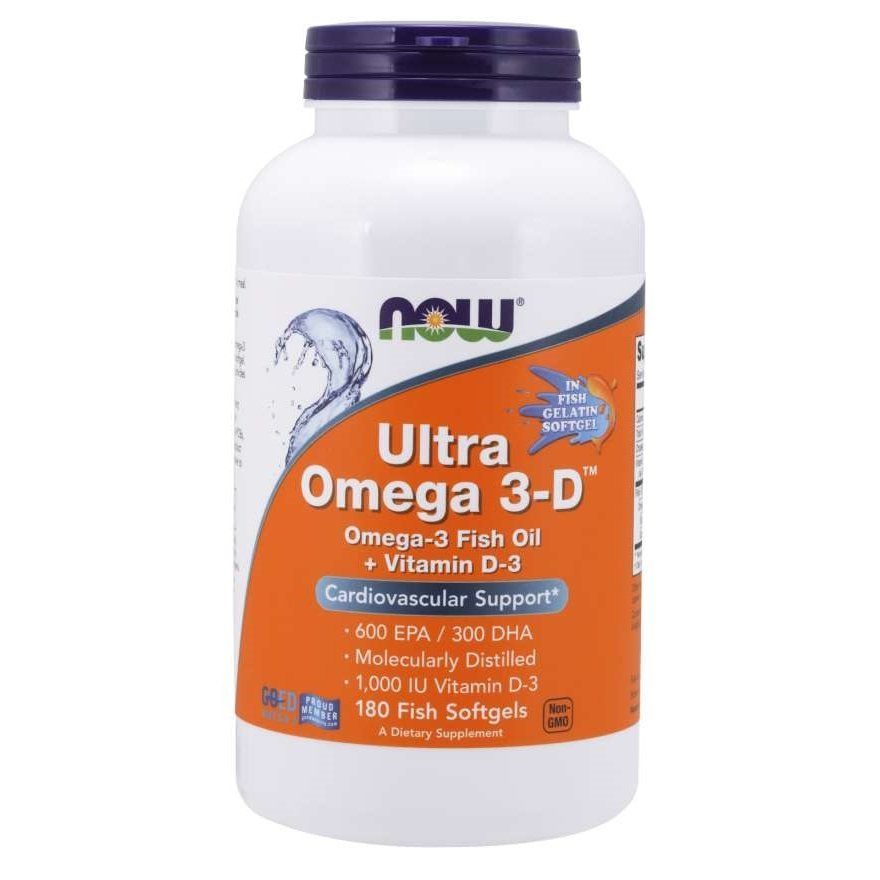 NOW Foods, Ultra Omega 3-D, 180 рибних капсул
