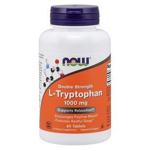 NOW Foods, L-Tryptophan, Double Strength, 1000 мг, 60 таблеток