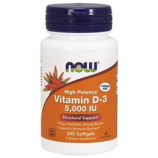 NOW Foods, Vitamin D-3, 5000 МЕ, 240 капсул