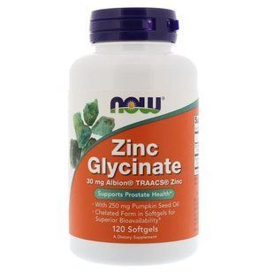 NOW Foods, Zinc Glycinate, 120 м'яких капсул