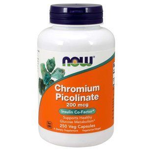 NOW Foods, Chromium Picolinate, 200 мкг, 250 вегетаріанських капсул