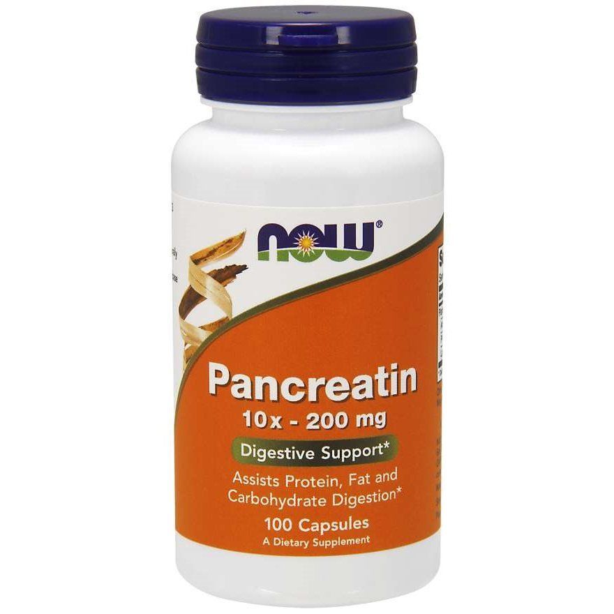 NOW Foods, Pancreatin, 10X - 200 мг, 100 капсул